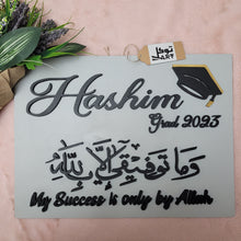 Load image into Gallery viewer, Graduation Wooden Name board Tawakal Art
