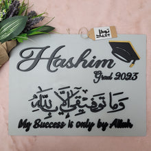 Load image into Gallery viewer, Graduation Wooden Name board Tawakal Art
