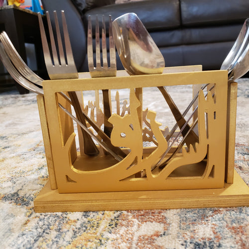 Cutlery caddy - Wooden Tawakal Art